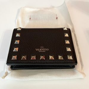 Valentino rock studded compact wallet